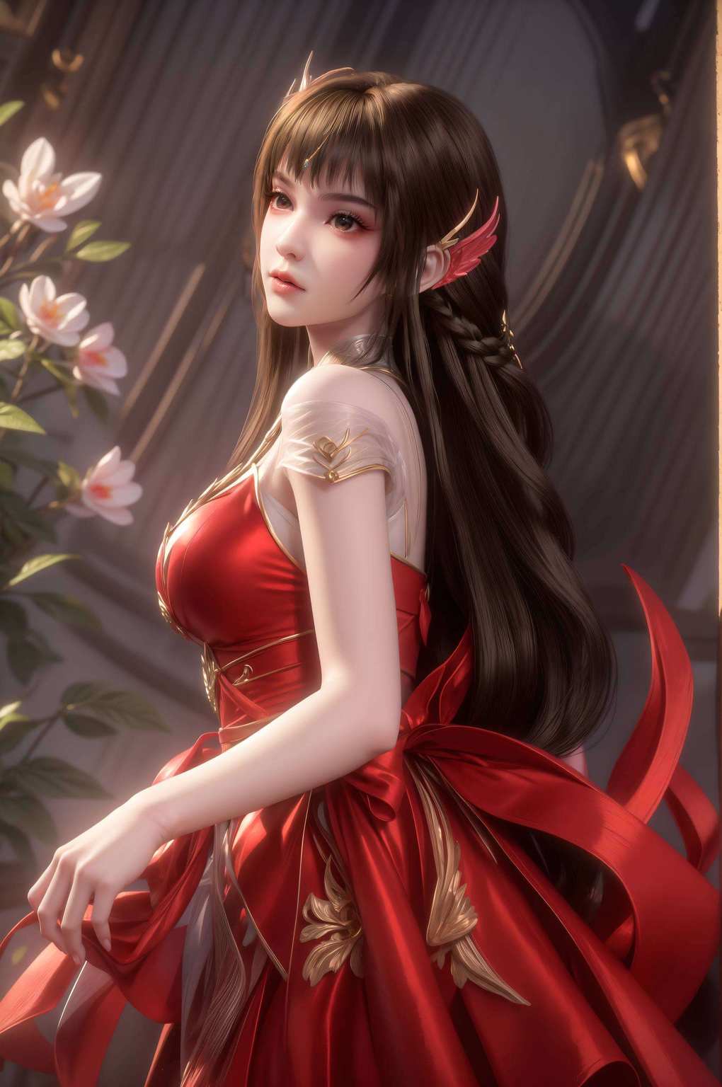 她的美丽如同云落一般