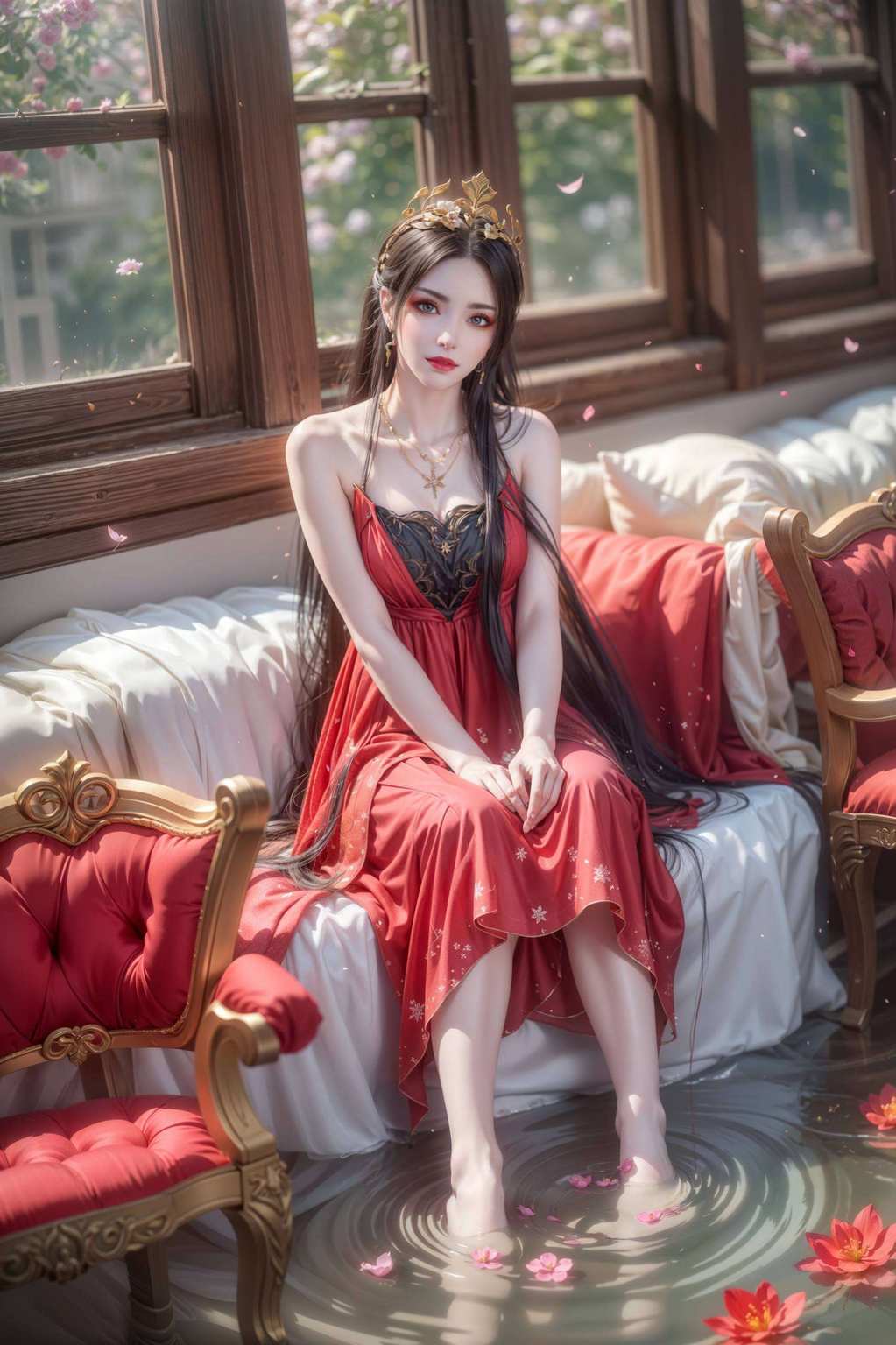 彩鳞妖娆粉壁绘蛇女