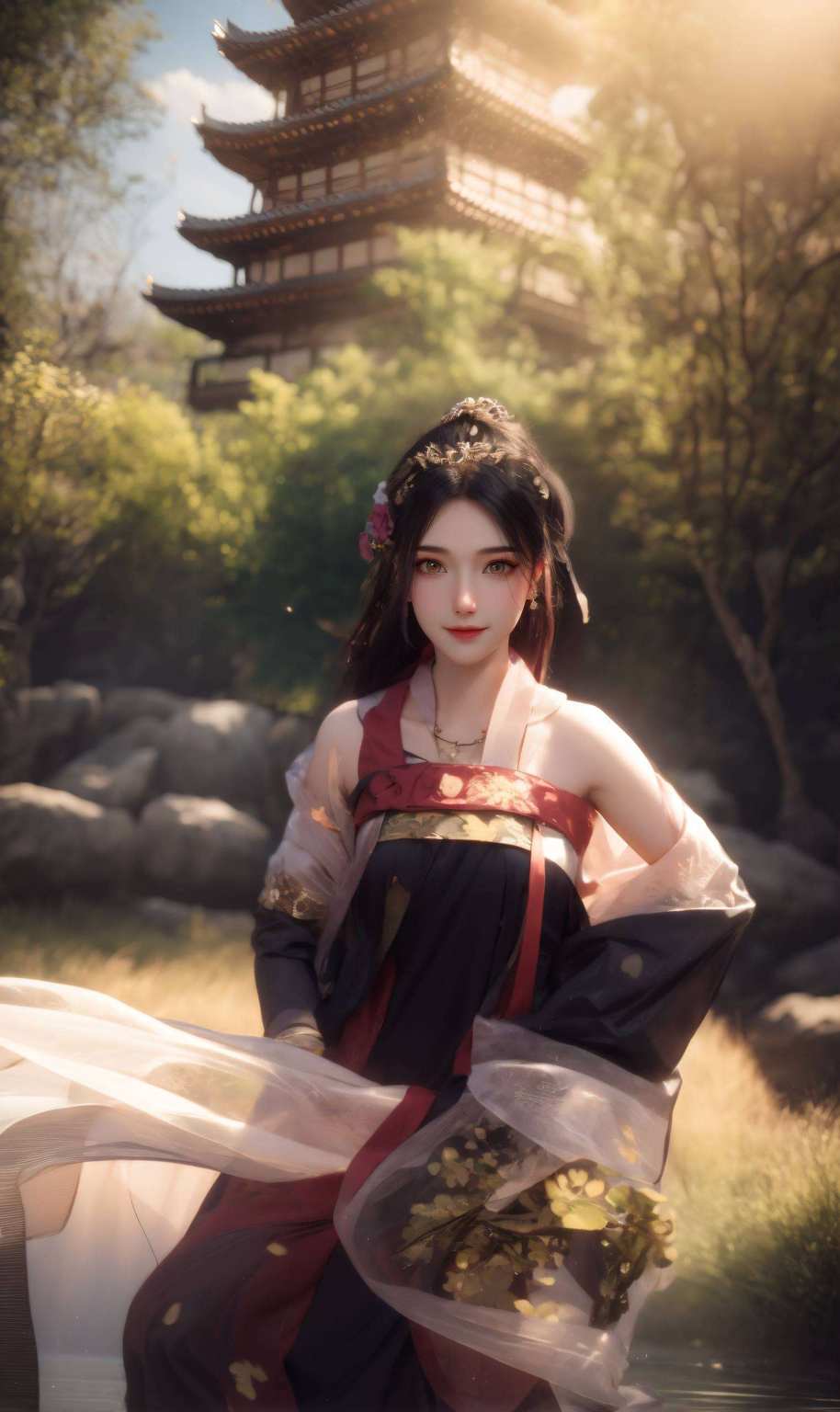 她的风采如同壁画中的仙子