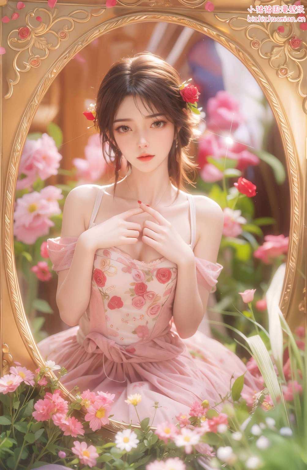 她的壁纸在粉色的梦幻世界中
