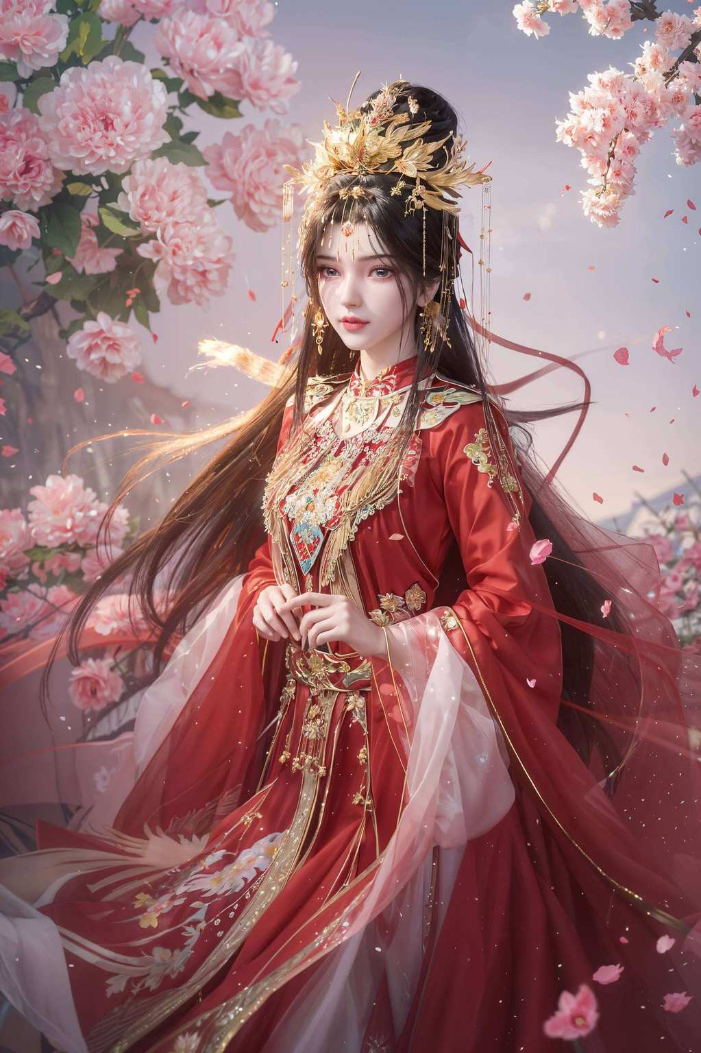 感受国漫之美粉色调的背景映衬出她的温柔婉约