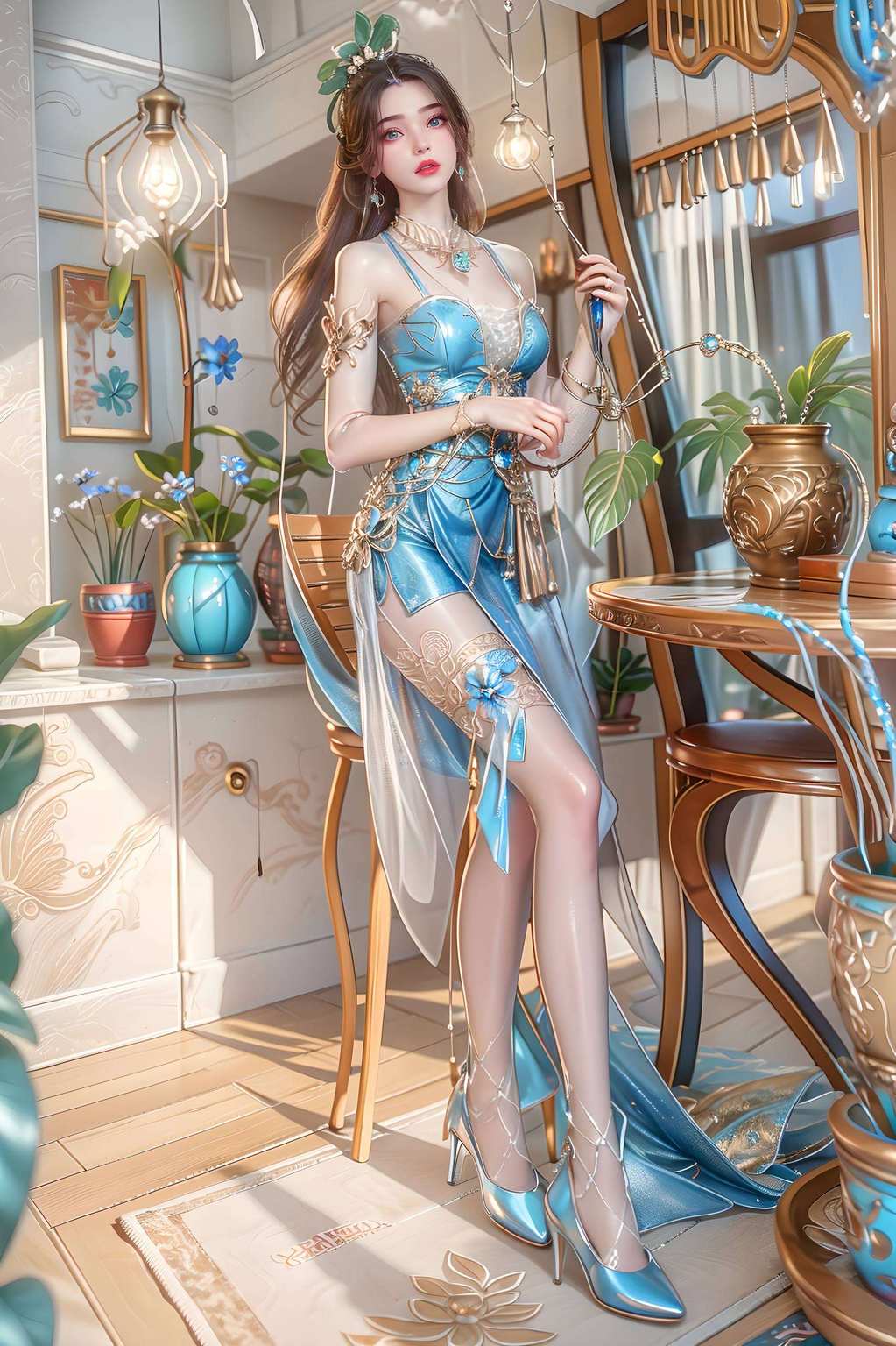 婉约翩跹壁上花开