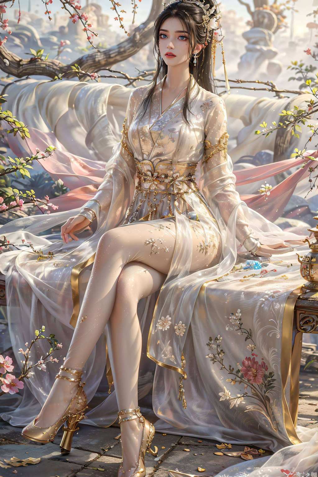 一袭白衣胜雪眉眼如画