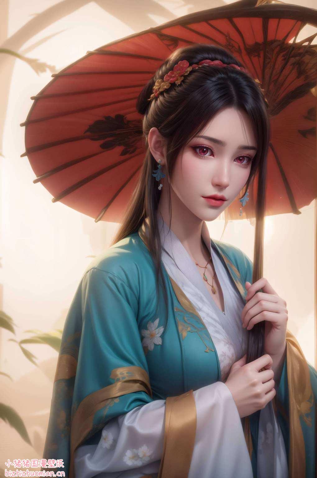 她的形象灵动飘逸在这绚烂的粉色壁纸世界里
