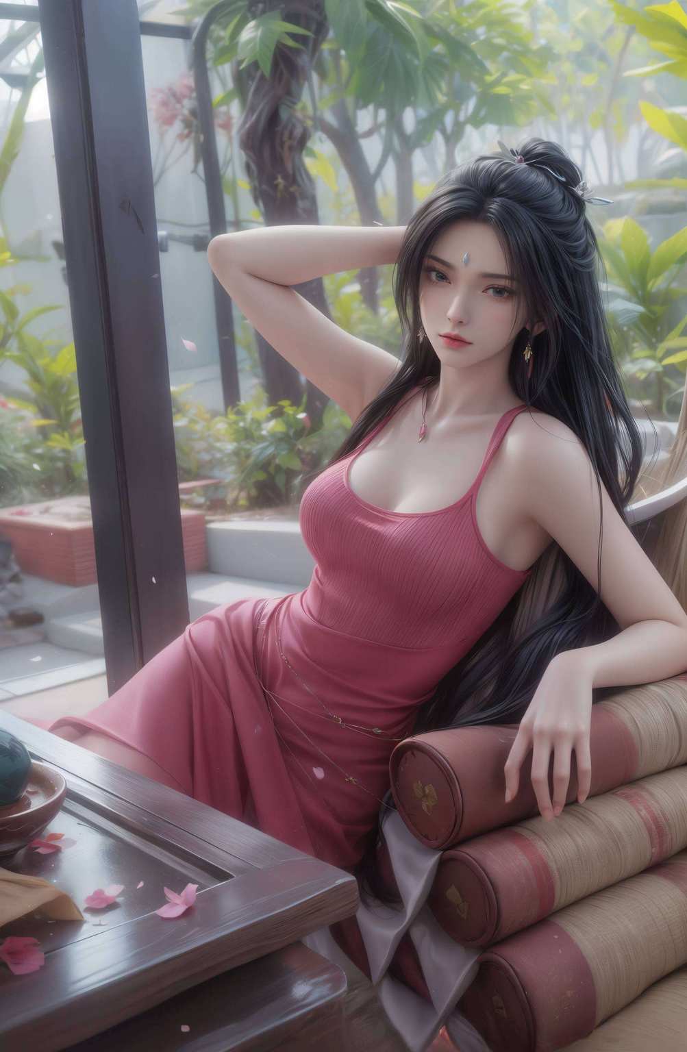 其容颜皎若春桃图中女子
